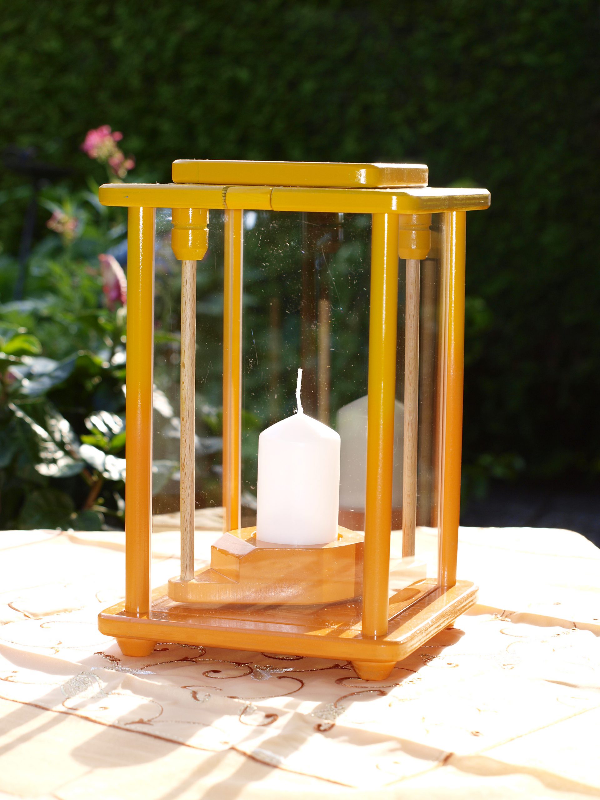 Dekolampe, Holz, gelb/orange – Bild 2