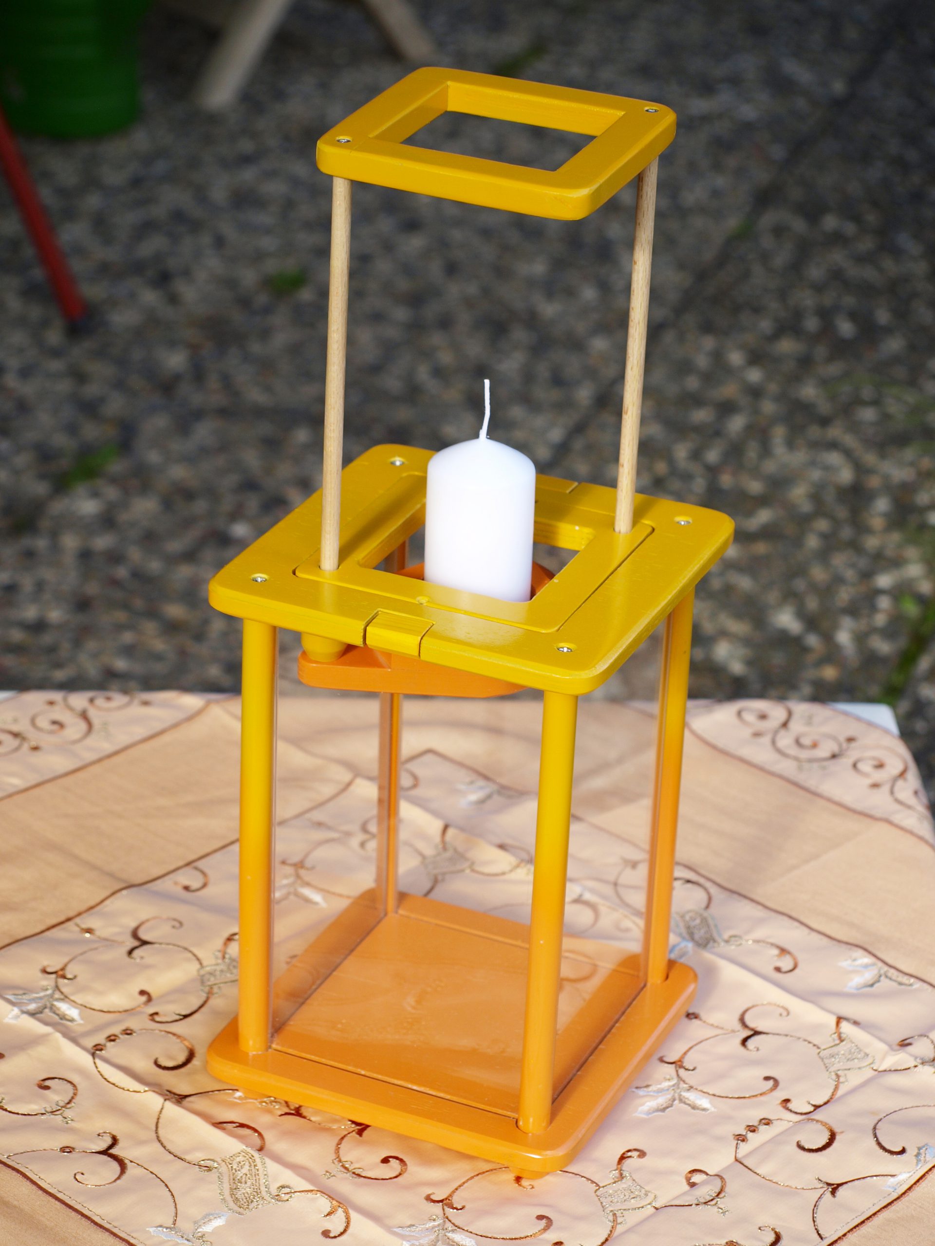 Dekolampe, Holz, gelb/orange – Bild 3