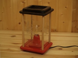 elektrische Dekolampe, Tischlampe, Holz, schwarz_rot