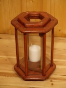 Dekolampe, Laterne, Windlicht, 6-eckig, Holz, mahagoni Dekolampe, Laterne, Windlicht, 6-eckig, Holz, mahagoni