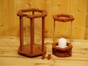 Dekolampe, Laterne, Windlicht, 6-eckig, Holz, mahagoni Dekolampe, Laterne, Windlicht, 6-eckig, Holz, mahagoni