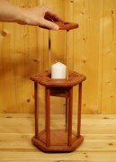 Dekolampe, Laterne, Windlicht, 6-eckig, Holz, mahagoni Dekolampe, Laterne, Windlicht, 6-eckig, Holz, mahagoni