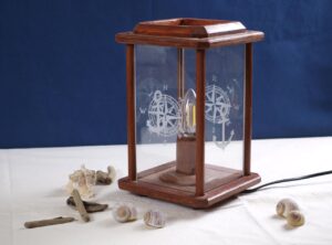 elektrische Dekolampe, maritim, mahagoni