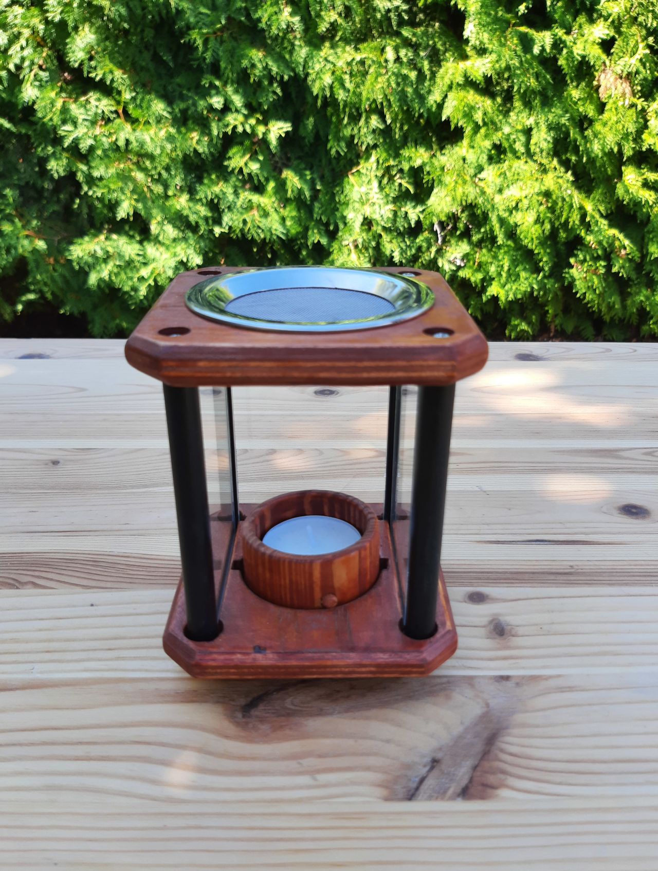Duftlampe, Räucherlampe, mahagoni mit schwarz – Bild 5